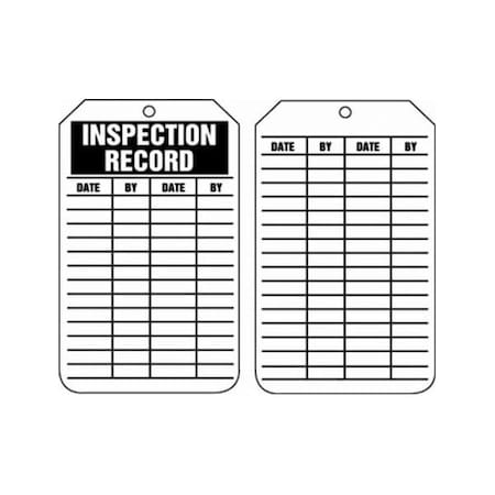 Accuform Safety Tags, INSPECTION RECORD, 5.75in x 3.25in, RP-Plastic, 5PK TRS307PTM
